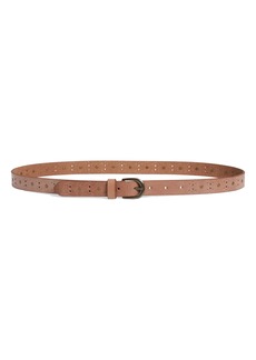 Frye 25mm Perforated Leather Belt in Tan /Antique Brass at Nordstrom Rack