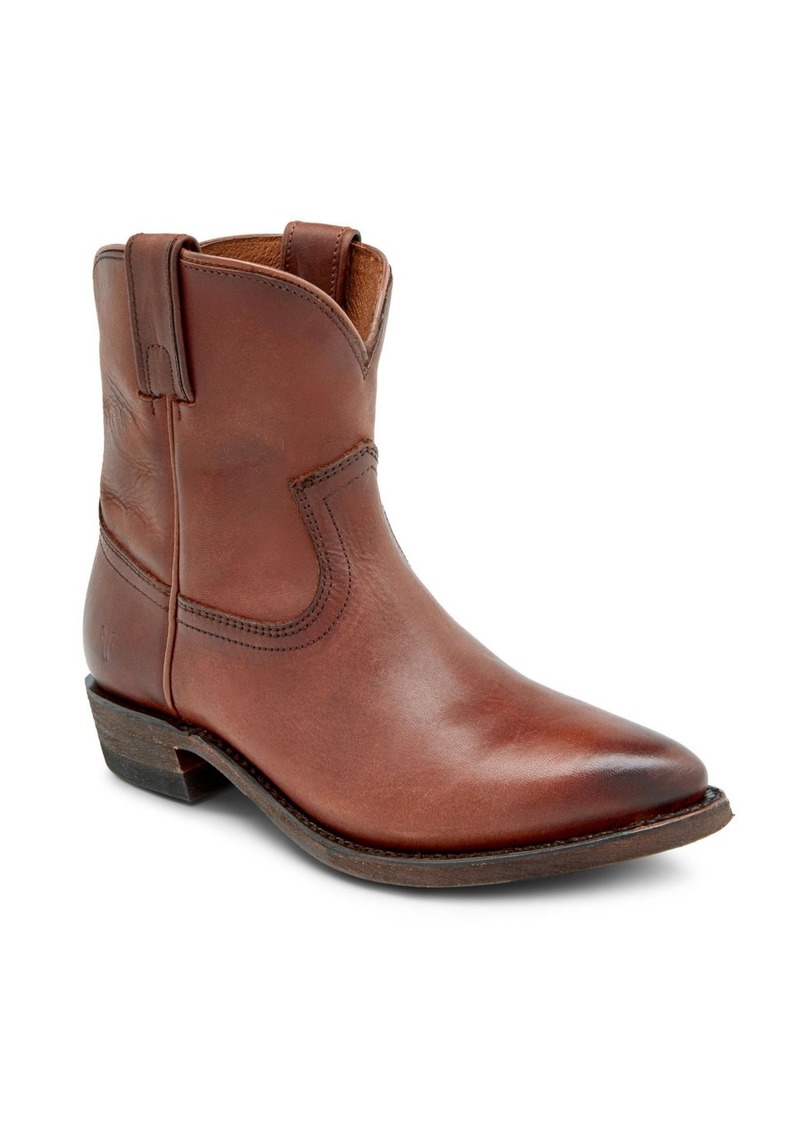 Frye Women's Billy Short Western Leather Booties - Cognac - Oil Leather