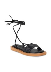 Frye Faye Ankle Wrap Sandal in Black Oyster Leather New at Nordstrom