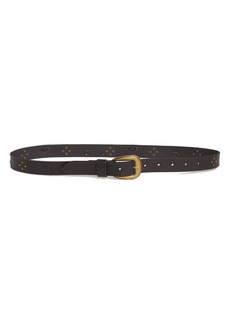 Frye Leather Studded Lacing Belt in Black /Antique Brass 001 at Nordstrom Rack