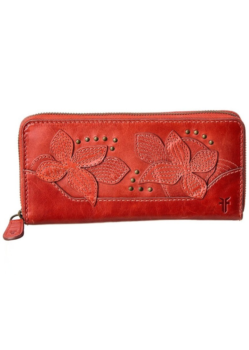Frye Melissa Studded Floral Zip Leather Wallet