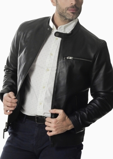 Frye Men's Classic Leather Cafe Racer Jacket - Black