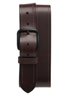 Frye Stitched Leather Belt in Brown /Antique Brass at Nordstrom Rack