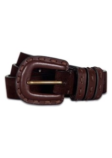 Frye Topstitched Leather Belt