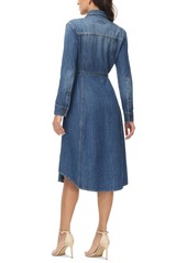 Frye Women's Belted Denim Long-Sleeve Midi Shirtdress - Amari Wash