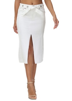 Frye Women's Belted Denim Pencil Skirt - White
