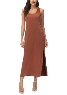 Frye Women's Lela Satin Scoop-Neck Side-Slit Tank Dress - Brown Out