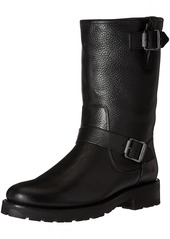 Frye Women's Natalie MID Engineer Lug Winter Boot Black WR Waxed Pebbled Leather/Shearling  M US