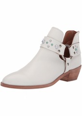 FRYE Women's RAY Stone Harness Back Zip Ankle Boot white  M US