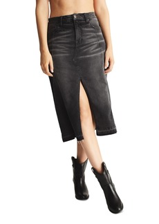 Frye Women's Slit-Front Denim Midi Skirt - Parker Wash, Grey/blk Wash
