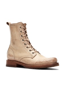 Frye Veronica Combat Boot in White/White Leather at Nordstrom