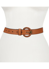 Frye Woven Buckle Leather Belt in Tan