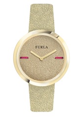 Furla Women's My Piper Gold Dial Calfskin Leather Watch