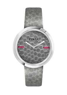 Furla Women's My Piper Gray Dial SS Calfskin Leather Watch