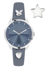 Furla Women's Pin Blue Dial Calfskin Leather Watch