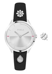 Furla Women's Pin Silver Dial Calfskin Leather Watch