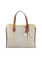 Furla Piped Trim Woven Textile Tote