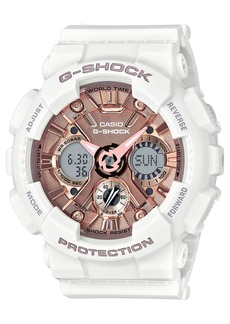 G-Shock Women's S Series Analog-Digital White and Rose Gold-Tone Watch 46mm GMAS120MF7A2