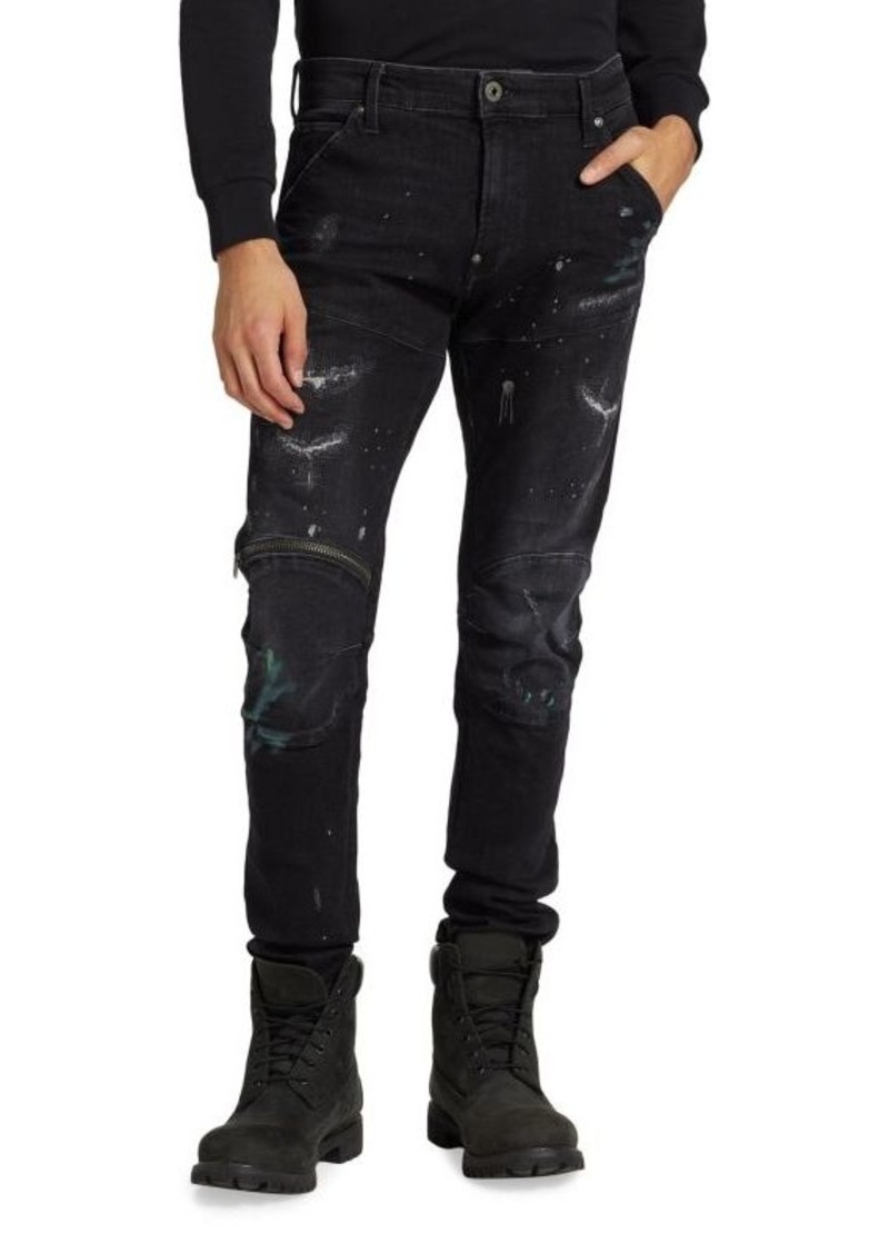 G Star Raw Denim 3D Zip-Knee Distressed Skinny Jeans