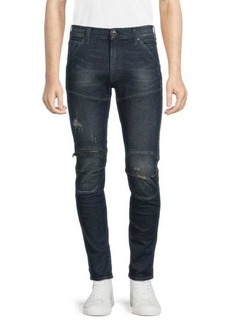 G Star Raw Denim 5620 3D Zip Knee Distressed Skinny Jeans