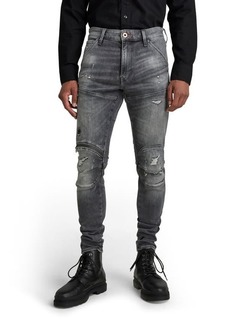 G Star Raw Denim G-STAR 5620 3D Zip Knee Distressed Skinny Jeans