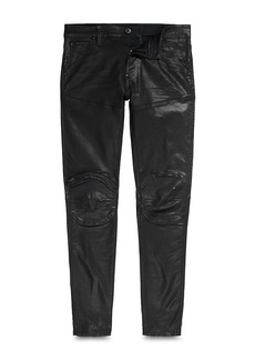 G Star Raw Denim G-star Raw 5620 3D Knee-Zip Skinny Jeans in Black Coated Denim