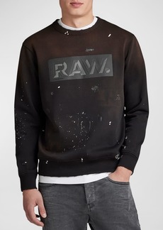 G Star Raw Denim Men's Painted Splattered Rubber Logo Sweatshirt