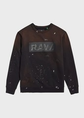 G Star Raw Denim Men's Painted Splattered Rubber Logo Sweatshirt