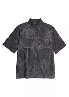 G Star Raw Denim Palm Tree Print Denim Short-Sleeve Shirt