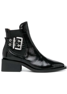 Ganni 45mm buckle-detail leather boots