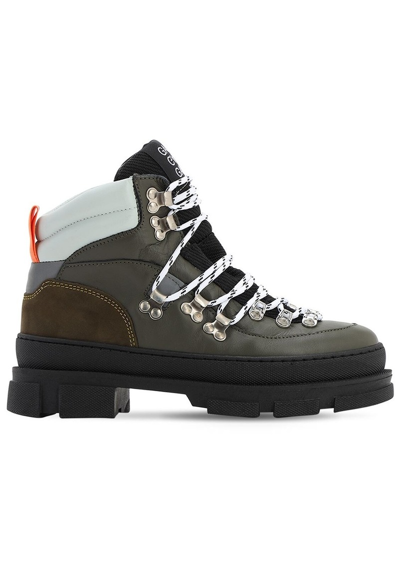 Ganni 45mm Sporty Leather Hiking Boots | Shoes
