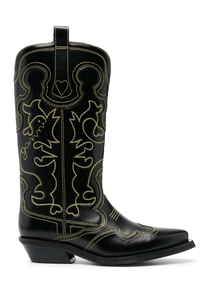 Ganni 45mm western leather boots