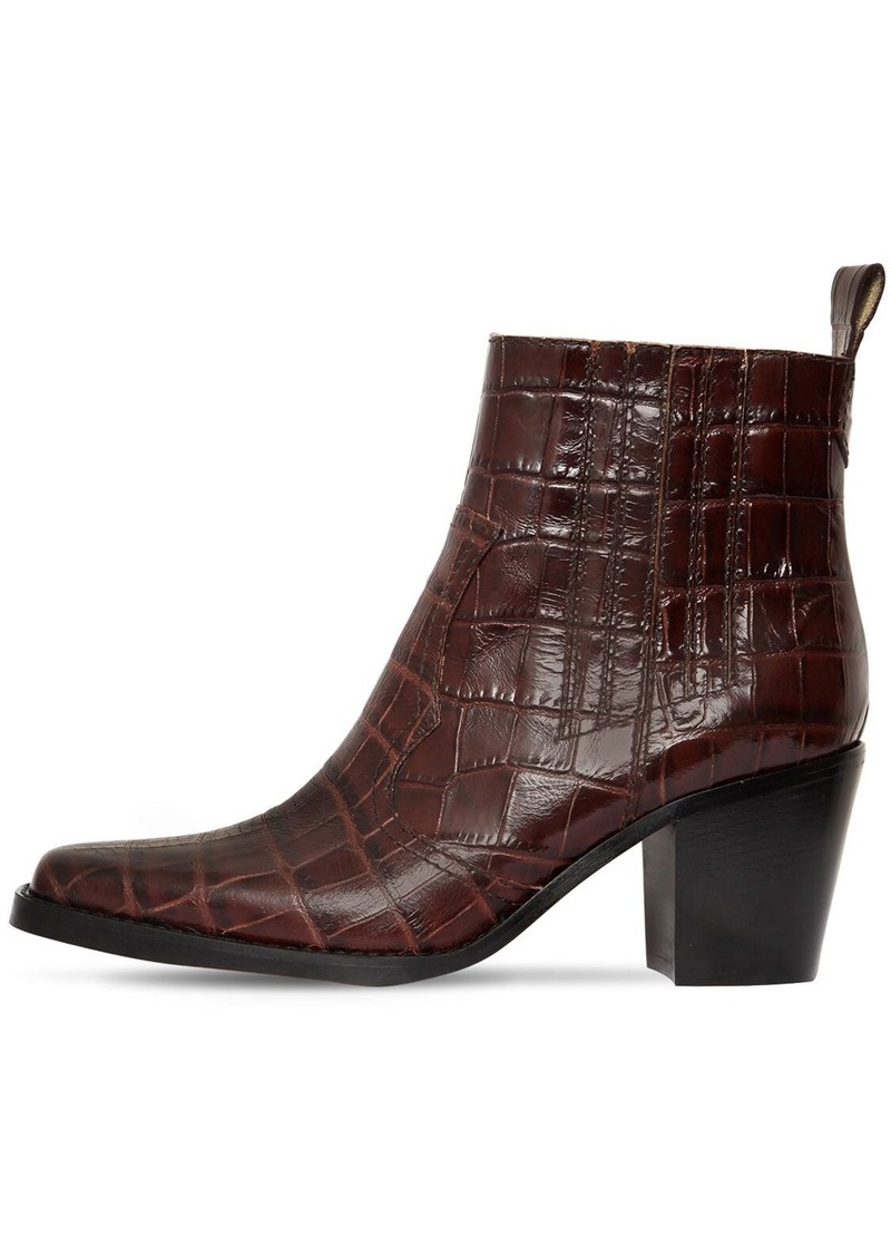 embossed leather boots