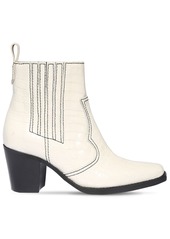 Ganni 90mm Croc Embossed Leather Ankle Boots