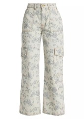 Ganni Angi Floral Straight Cargo Jeans