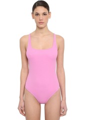 Ganni Back Crossed Textured One Piece Swimsuit