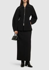 Ganni Bonded Crepe Curve Sleeve Jacket