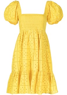 Ganni broderie anglaise flared dress