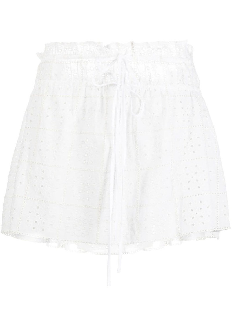 Ganni broderie anglaise organic cotton miniskirt