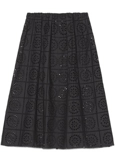 Ganni broderie-anglaise straight skirt