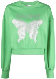 Ganni butterfly-print organic cotton sweatshirt