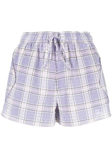 Ganni check-print seersucker shorts