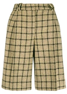 Ganni checked high-waisted suit shorts