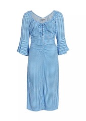 Ganni Checkered Crepe Midi-Dress