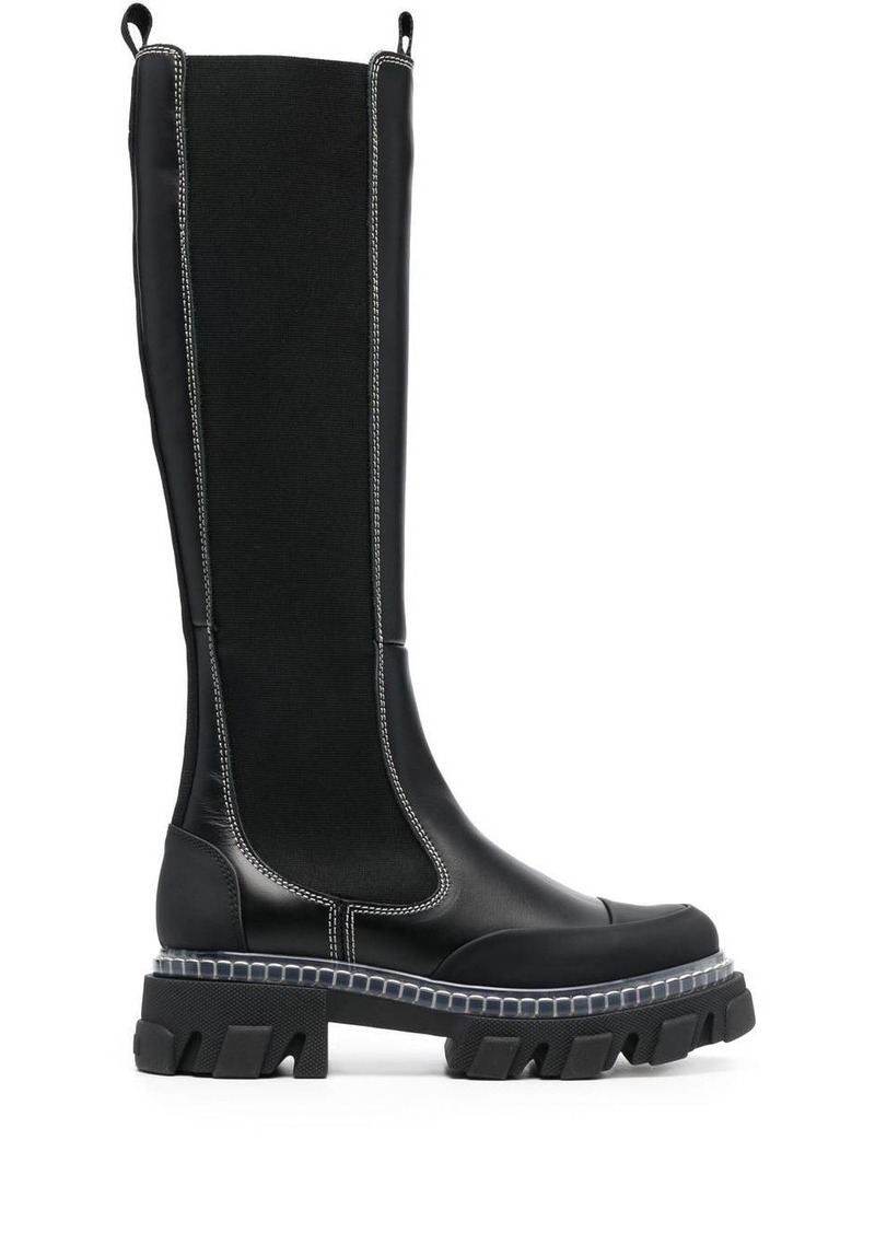 Ganni chunky knee-high leather boots