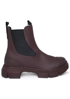 Ganni City burgundy rubber ankle boots