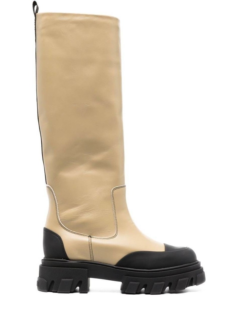 Ganni cleated tubular knee boots