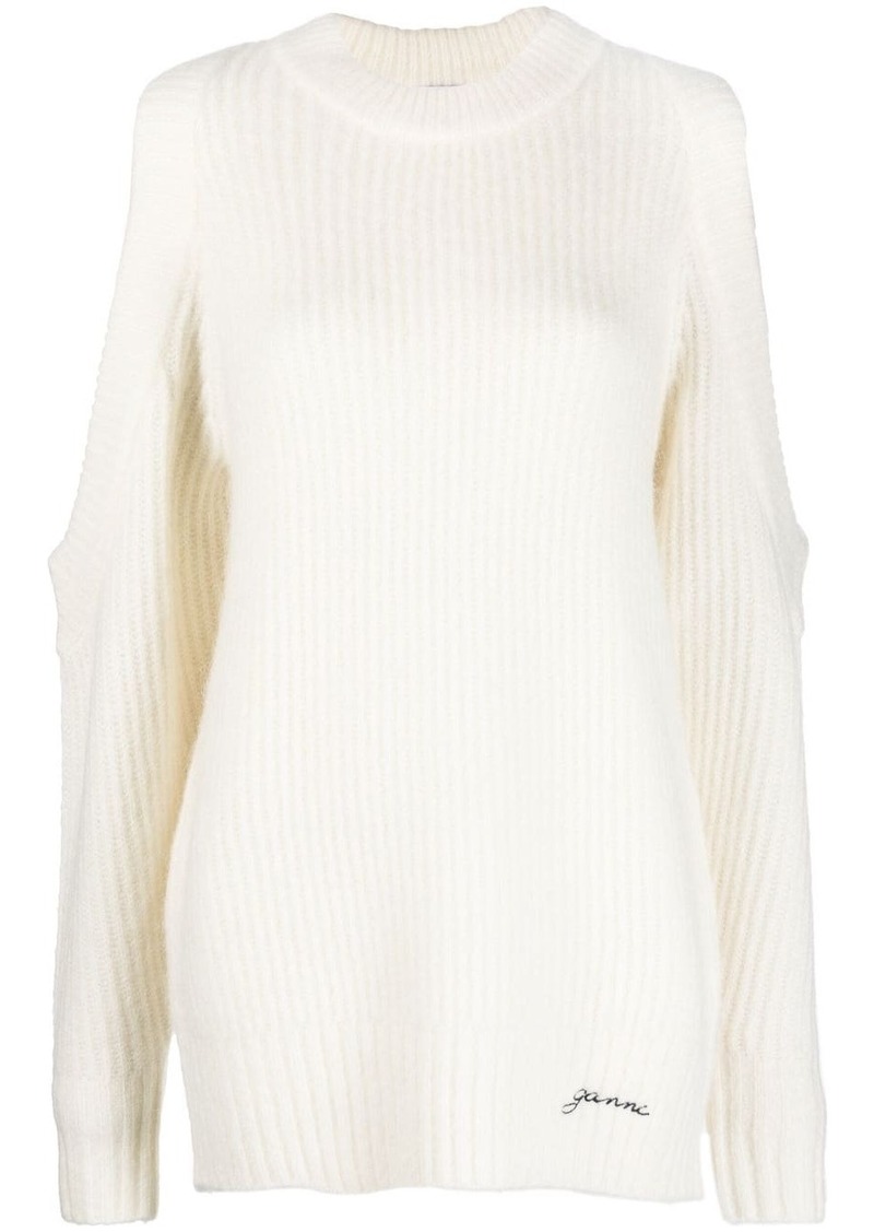 Ganni cold-shoulder jumper