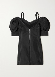 Ganni Cold-shoulder Recycled Taffeta Mini Dress
