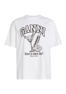 Ganni Cotton Cocktail Logo T-Shirt